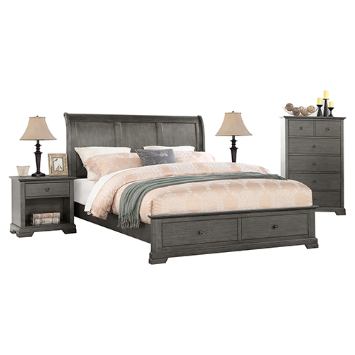 Marco Grey 4pcs Bedroom Suite Solid Wood & MDF in Multiple Size with Tallboy